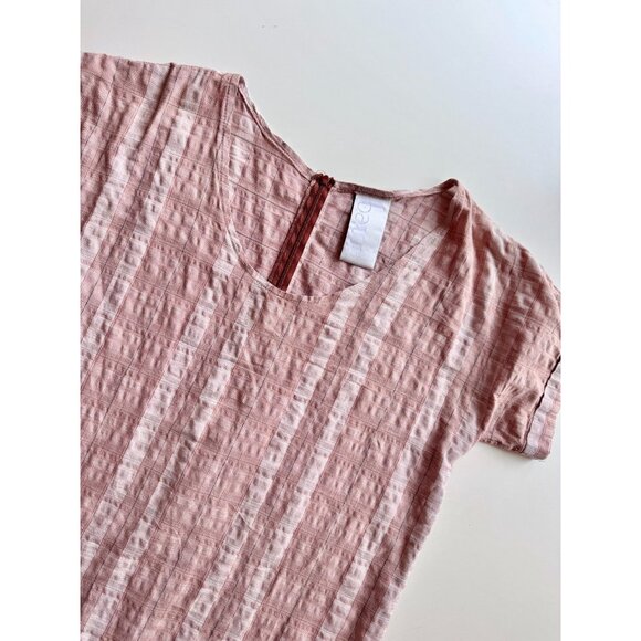 MEG Lazy Pink Red Plaid Check Cotton Seersucker Straight Midi Dress, Size M - Picture 6 of 15